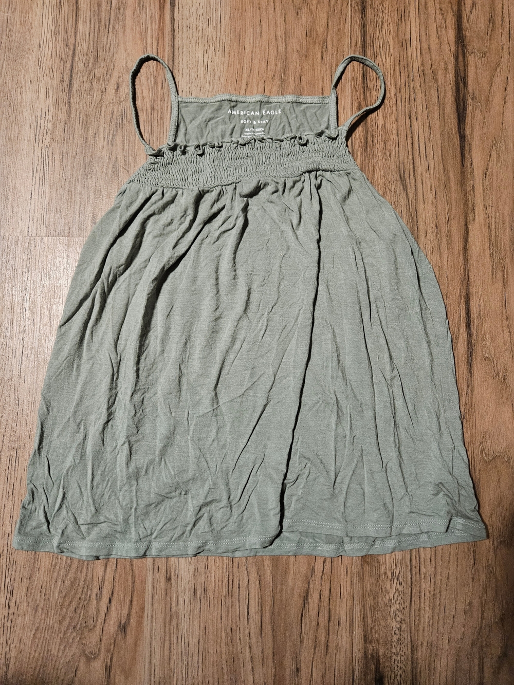 American Eagle Outfitters Olive Green Smocked Tank Top